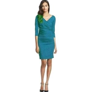 Diane von Furstenberg Bentley green bodycon stretch ruched mini dress. L. NWT